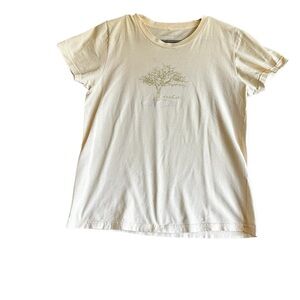 Beige Graphic Tee with Tree Glittering design Womans Reebok SZ large